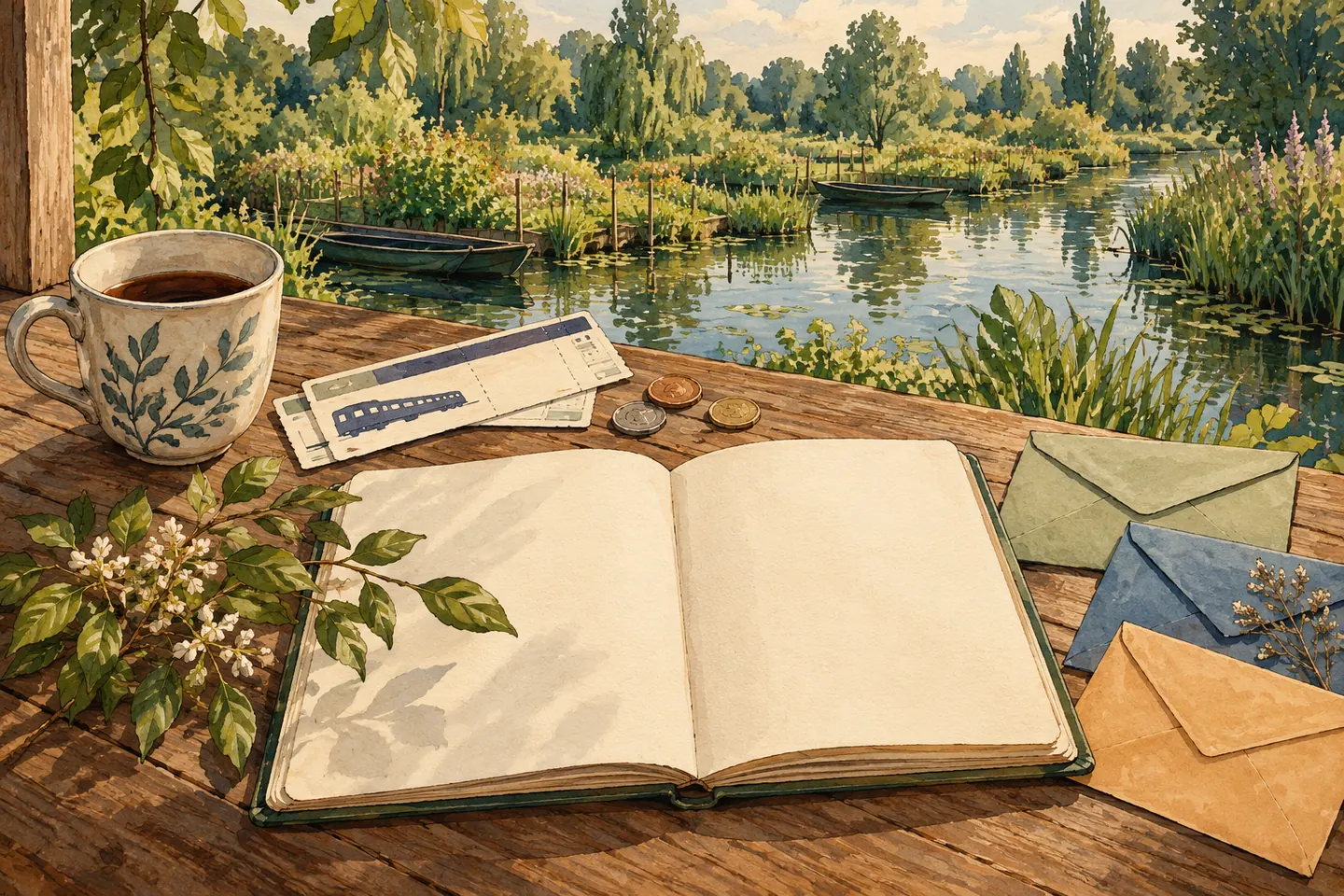 Illustration : carnet, enveloppes et pièces pour préparer un budget