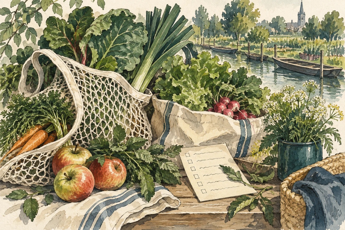 Illustration : Marché des hortillons — préparer et observer