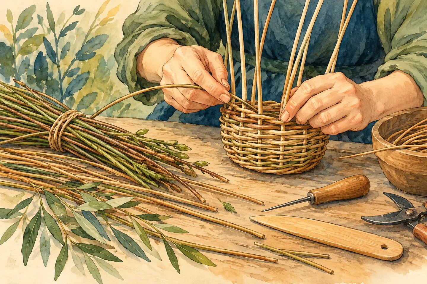 Illustration : mains tressant un panier lors d’une démonstration imaginaire