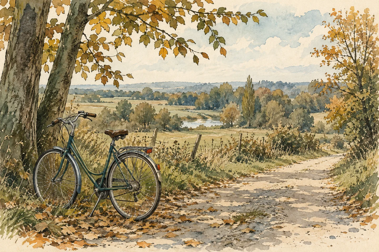 Illustration évocatrice : un vélo près d’un chemin de campagne anonyme.